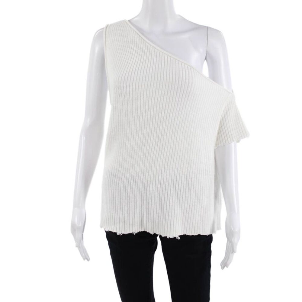 R+A Women White 100% Cotton Sweater Size S